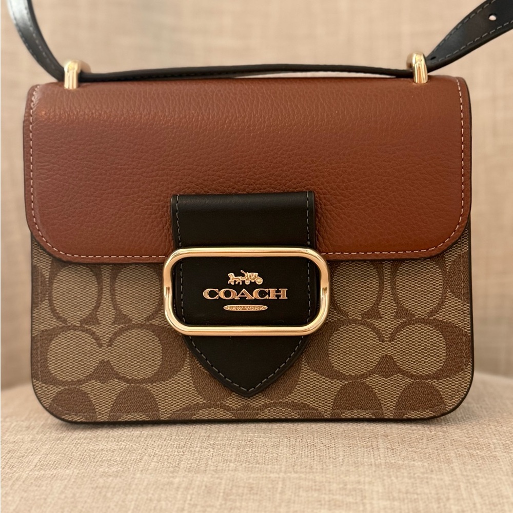 Coach Morgan  Brown and Black Signature Crossbody Bag